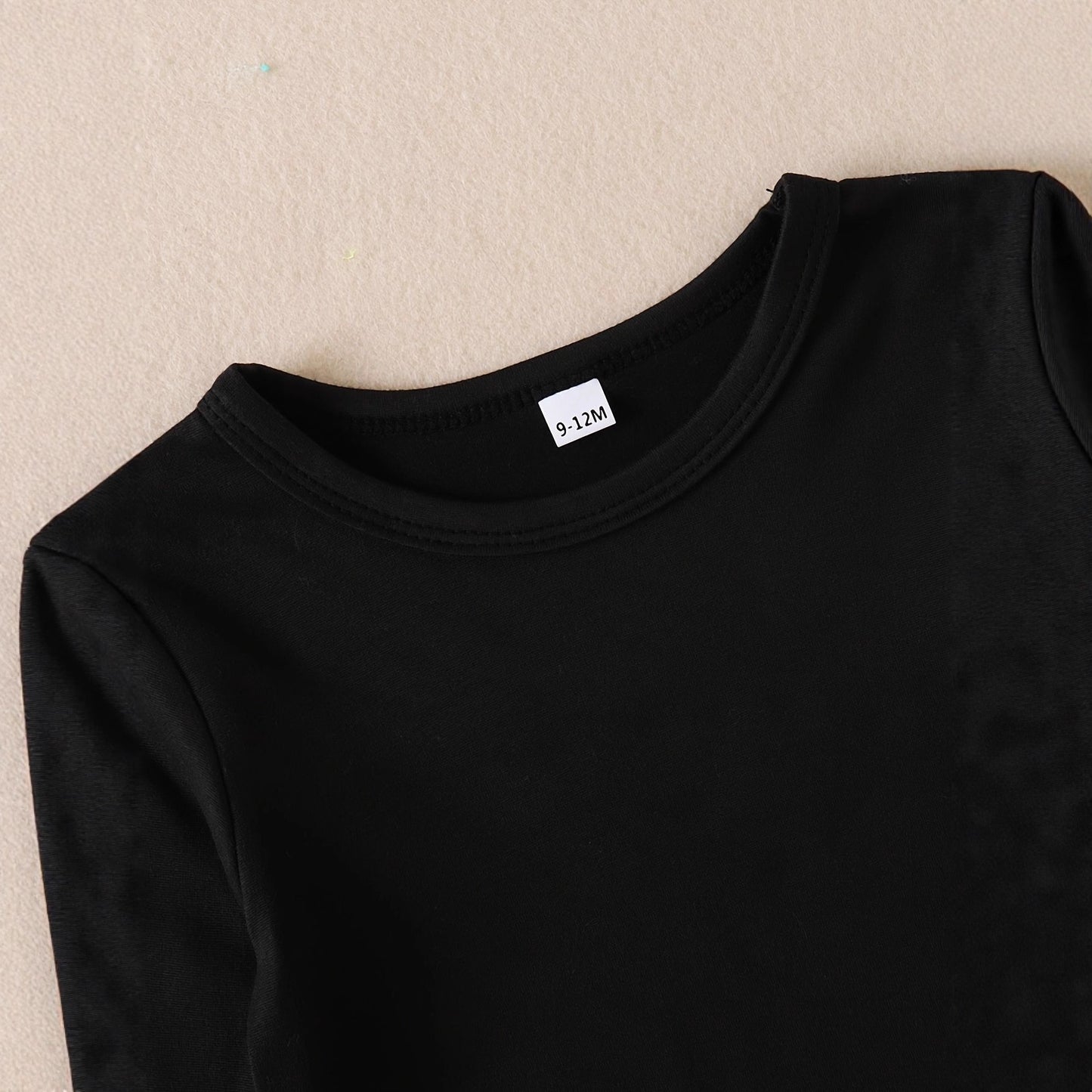 Stylish Long-sleeve Top Paired With Faux Denim Jeans