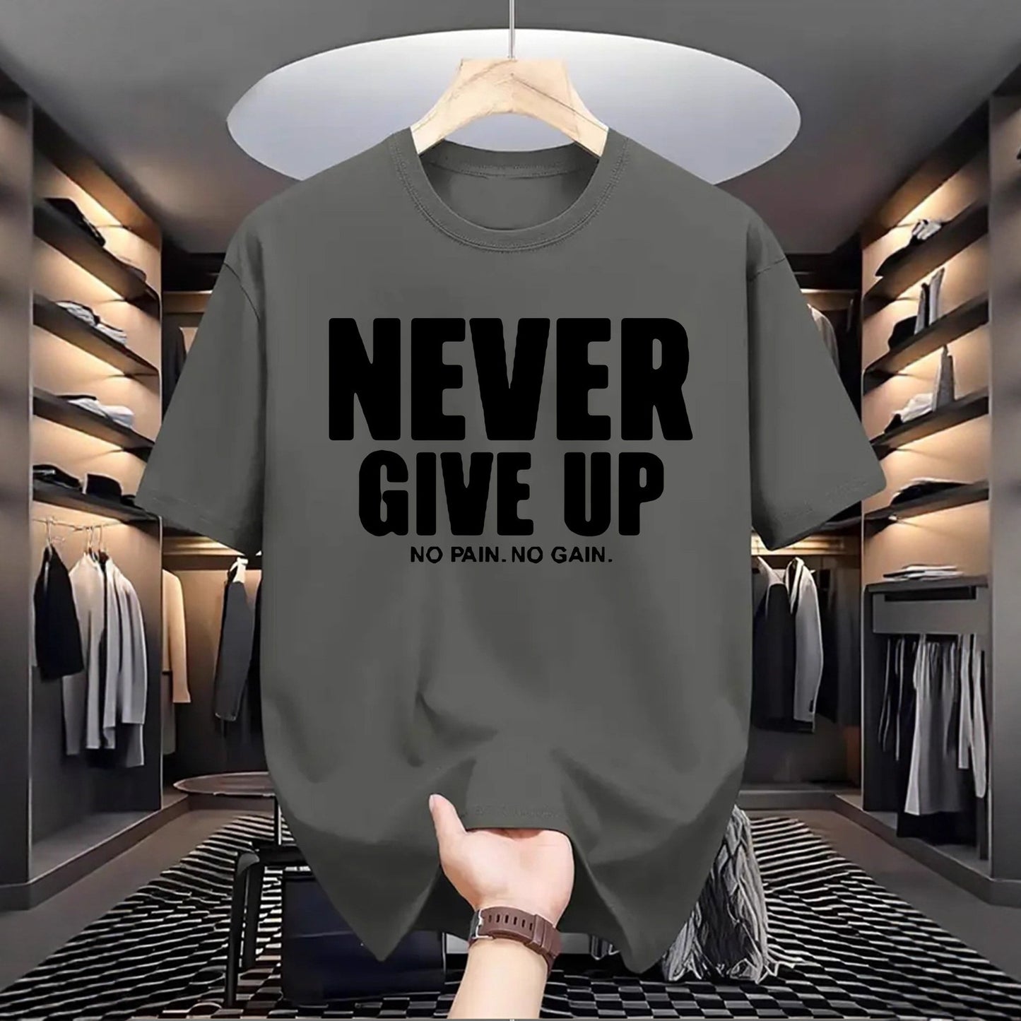 Men and Women Casual Letter-print Crew-neck Versatile Short-sleeve Top