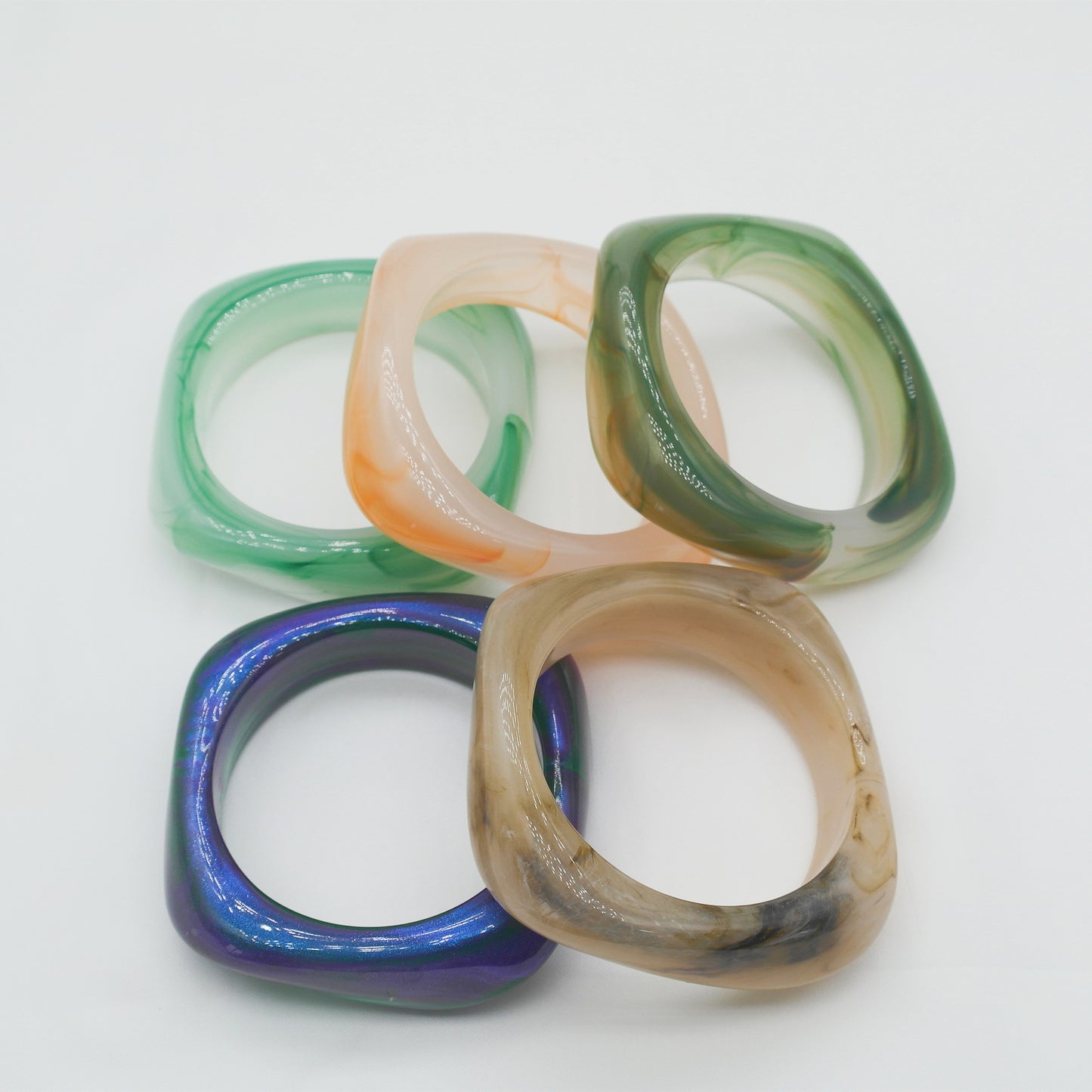 Marbling Acrylic Bracelet Shaped Irregular Square