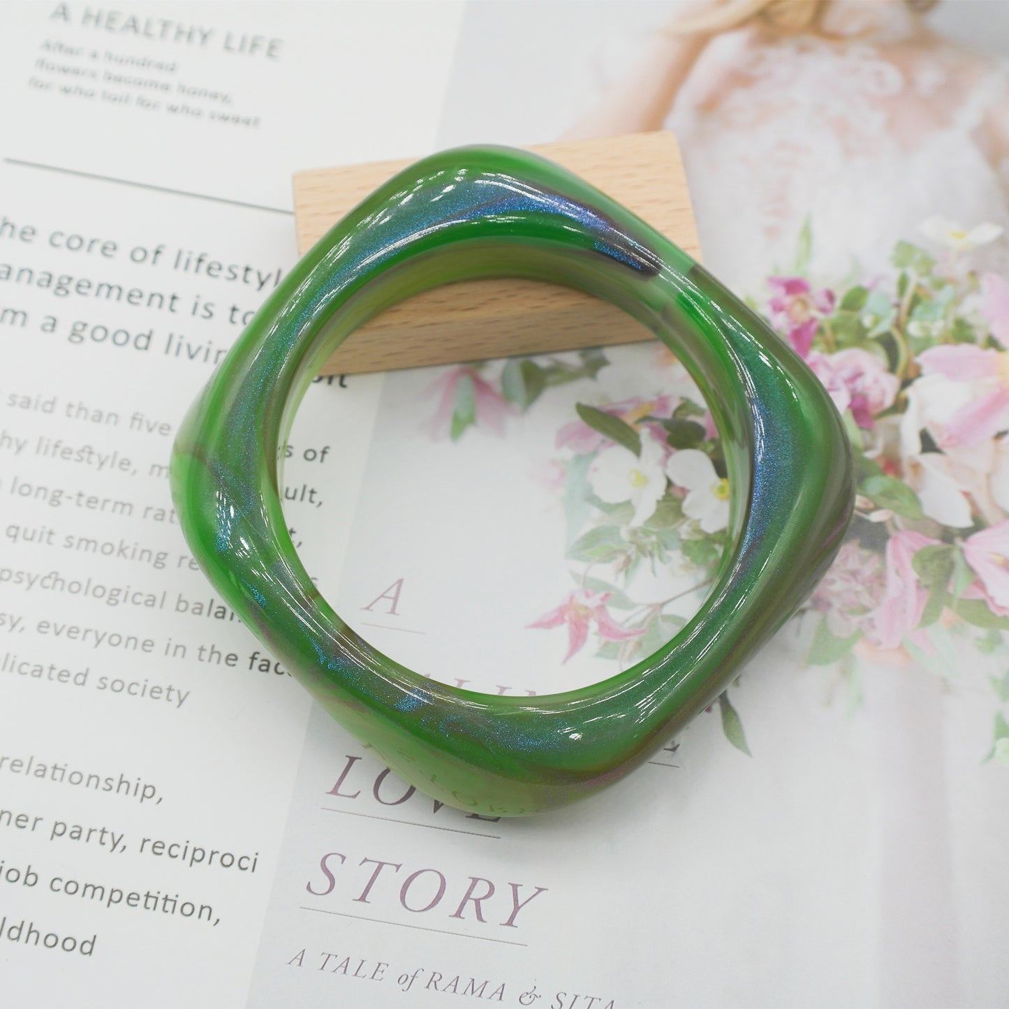 Marbling Acrylic Bracelet Shaped Irregular Square