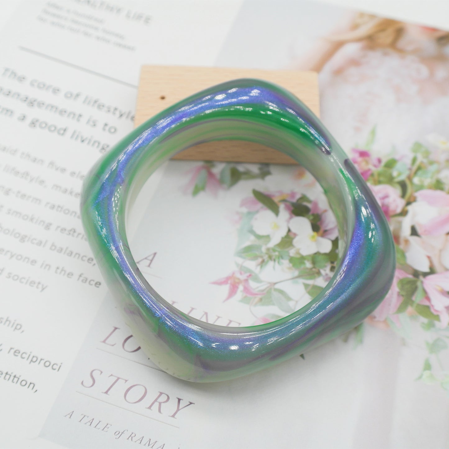 Marbling Acrylic Bracelet Shaped Irregular Square