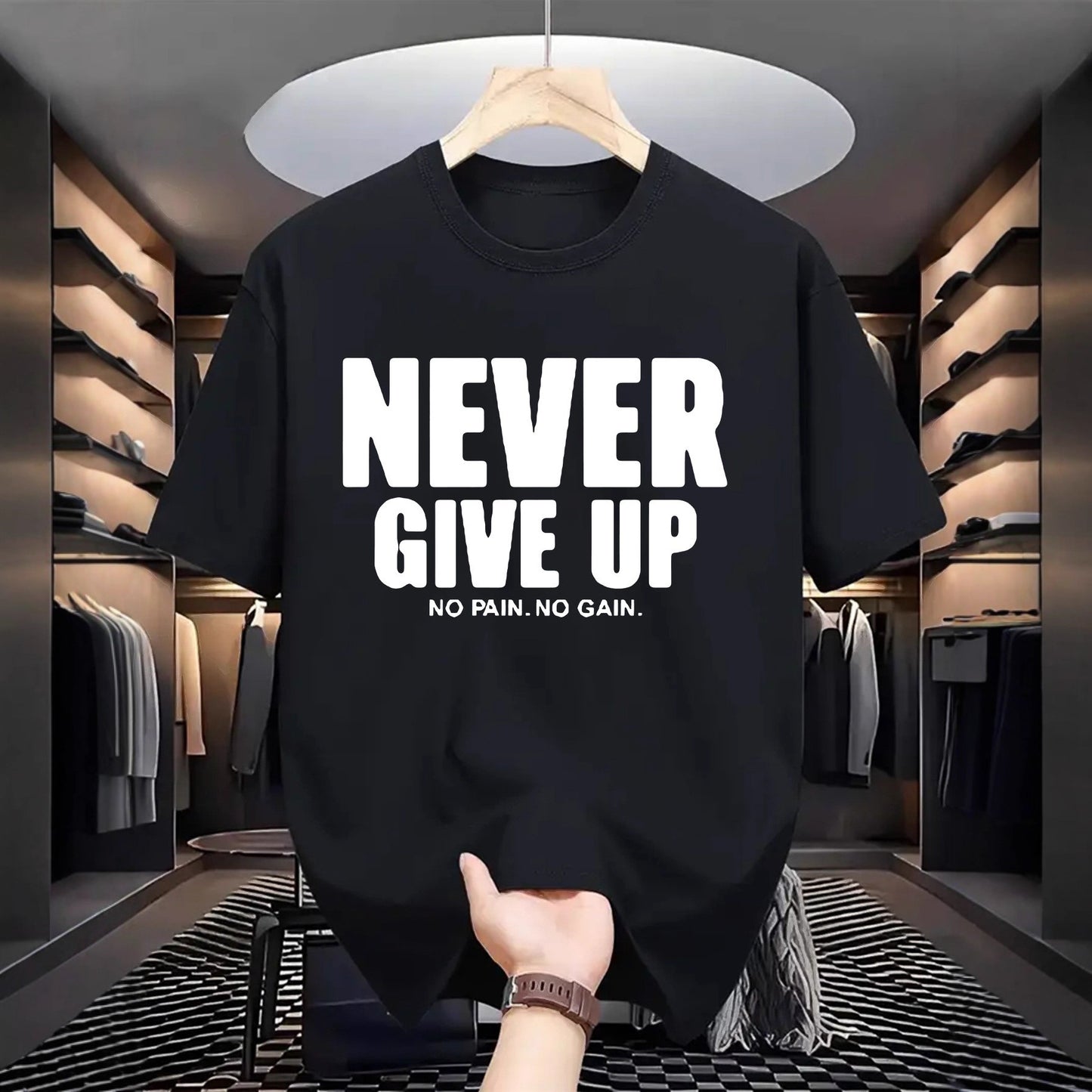 Men and Women Casual Letter-print Crew-neck Versatile Short-sleeve Top