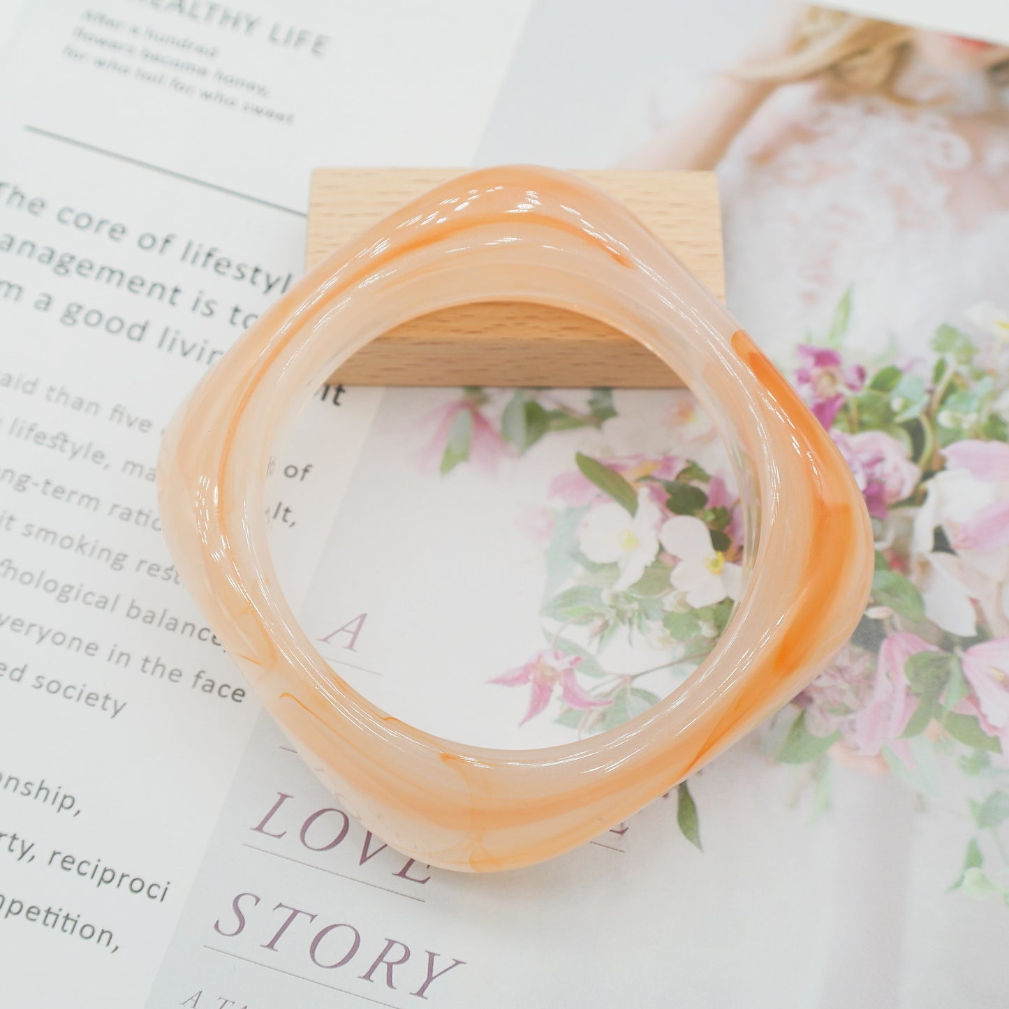 Marbling Acrylic Bracelet Shaped Irregular Square