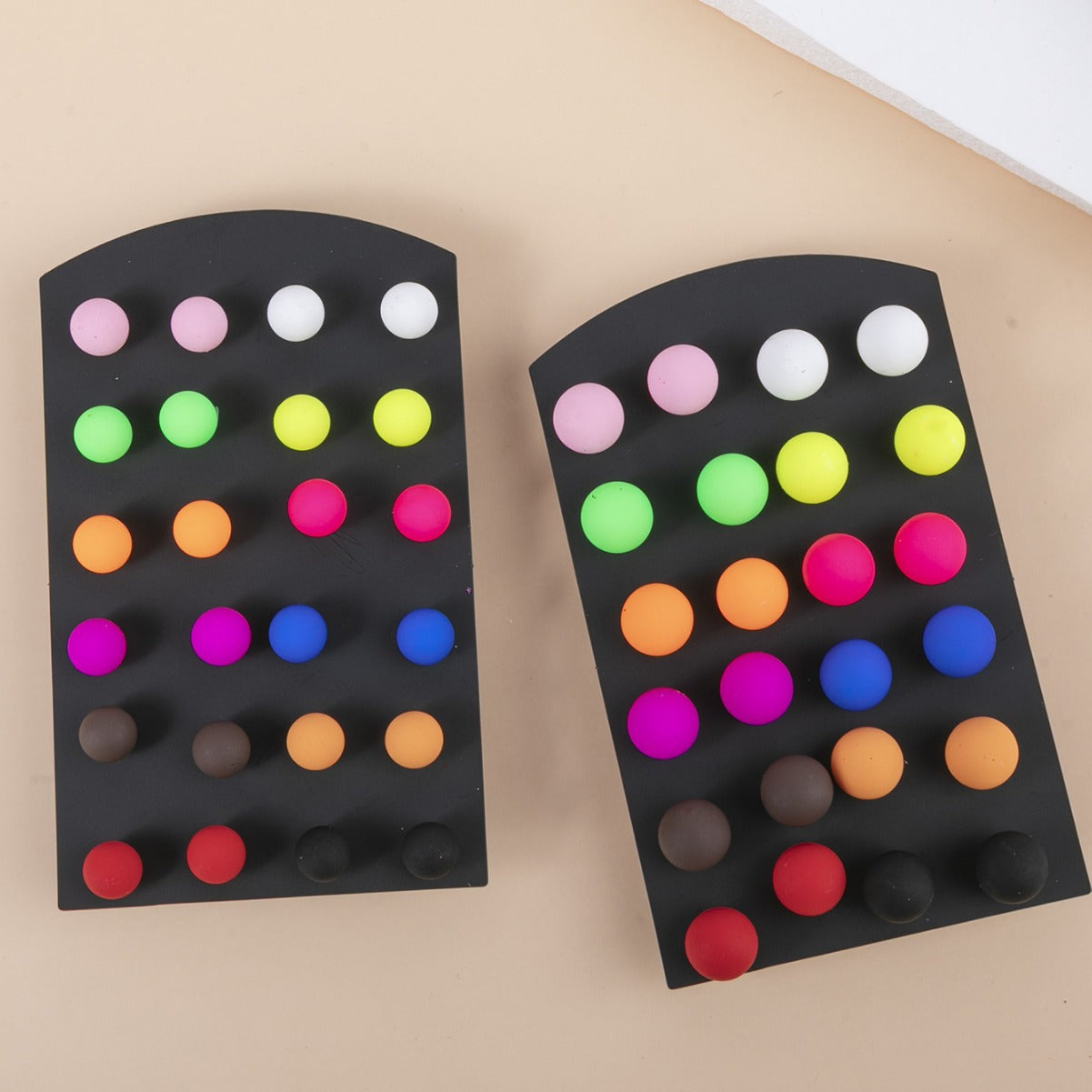 Popular Round Colorful Creative Resin Stud Earrings 12 Pairs Per Card
