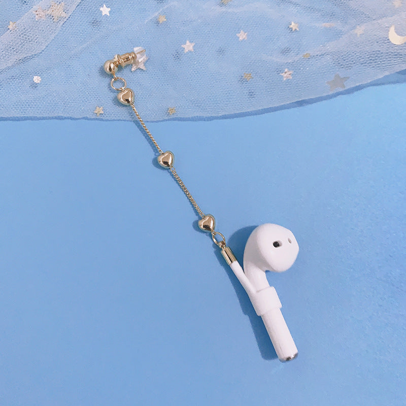 Gold Heart Chain Ear Clip Bluetooth Headset Anti-Lost