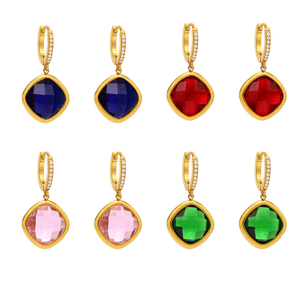 Mioli Transparent Super Shiny Cut Czech Glass Full Diamond Earrings