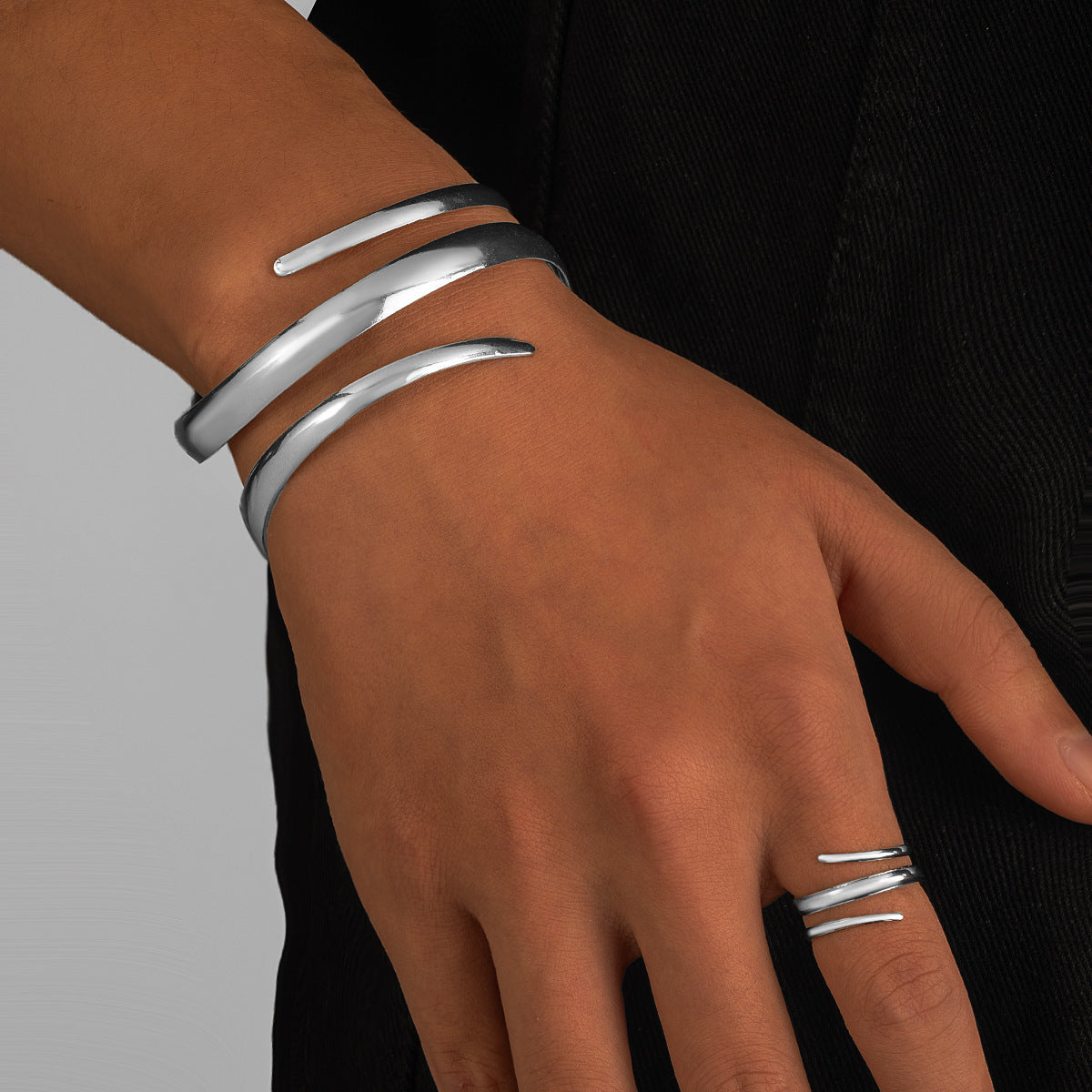 Hollow Water Drops Line Open Ring Fashion Simple
