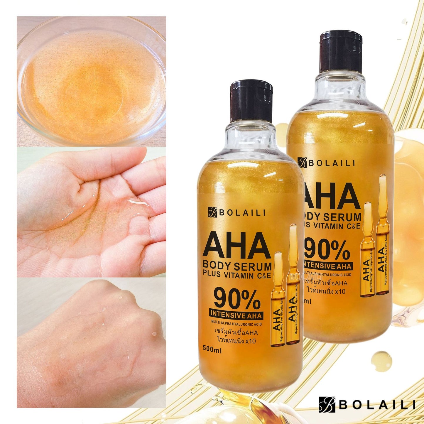 ALPHA Hydroxy Acids Face Serum Vitamin C and E Hydrating Firming Brightening And Fine Line Reducing Facial Moisturizing Serum Concentrate 500ml