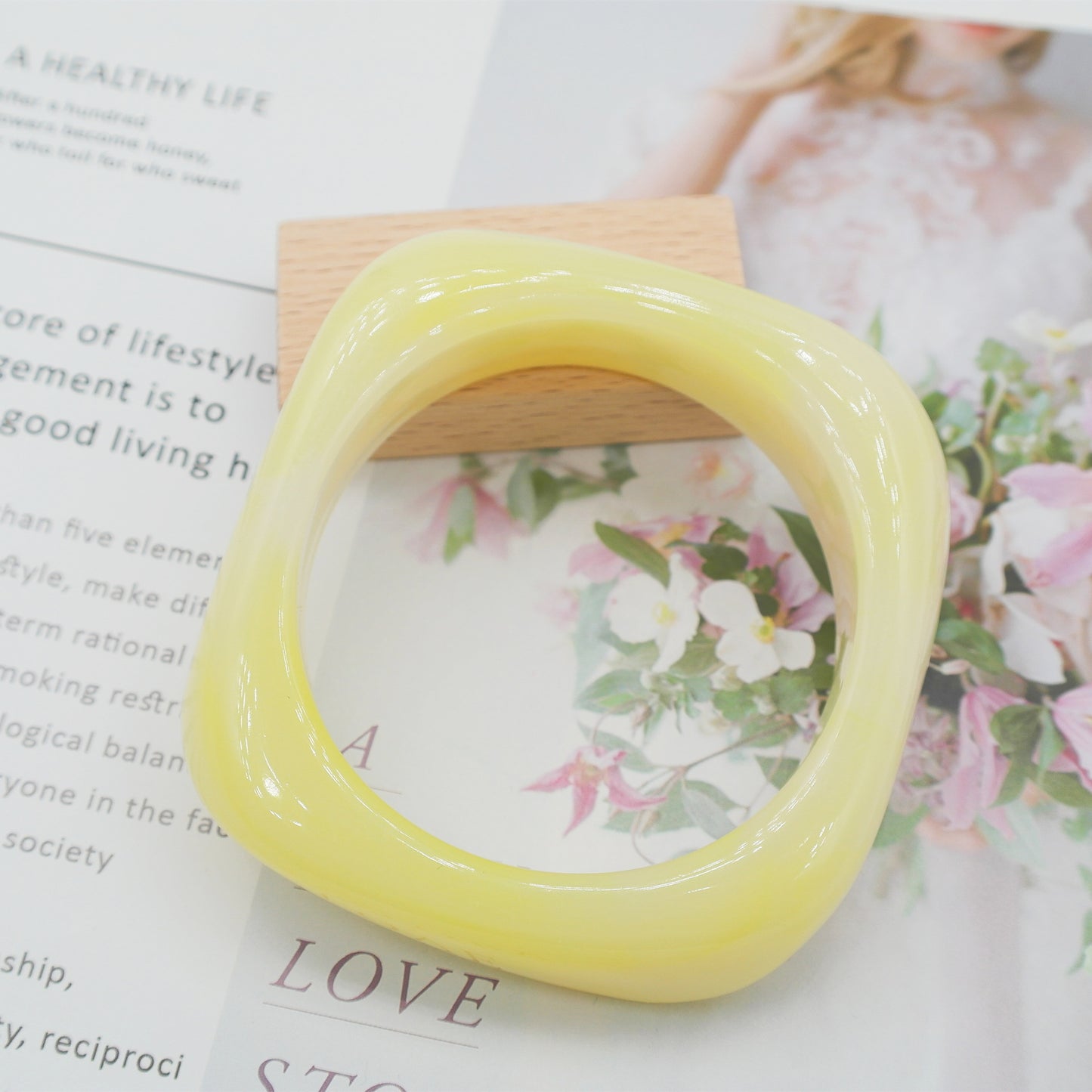 Marbling Acrylic Bracelet Shaped Irregular Square