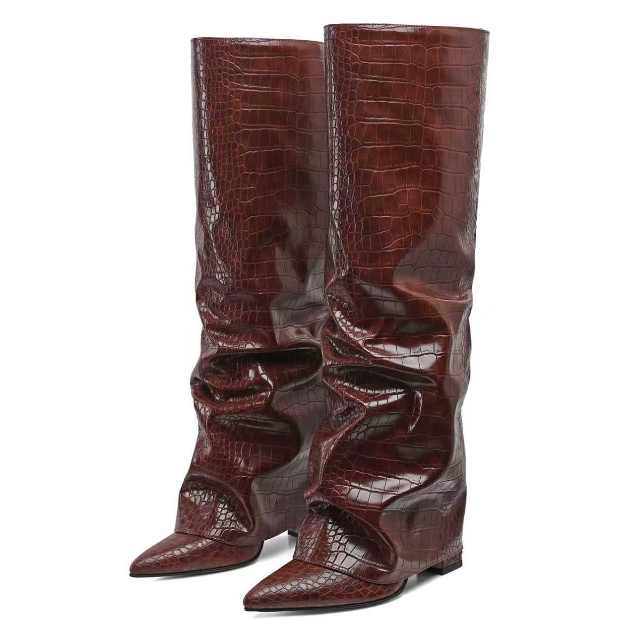 Womens Chunky-Heel High-Top Boots New AutumnWinter