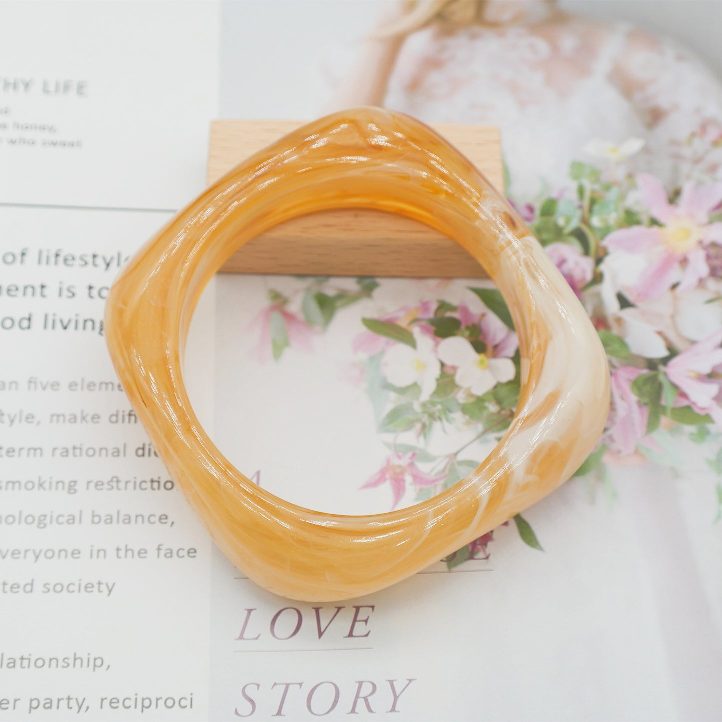 Marbling Acrylic Bracelet Shaped Irregular Square