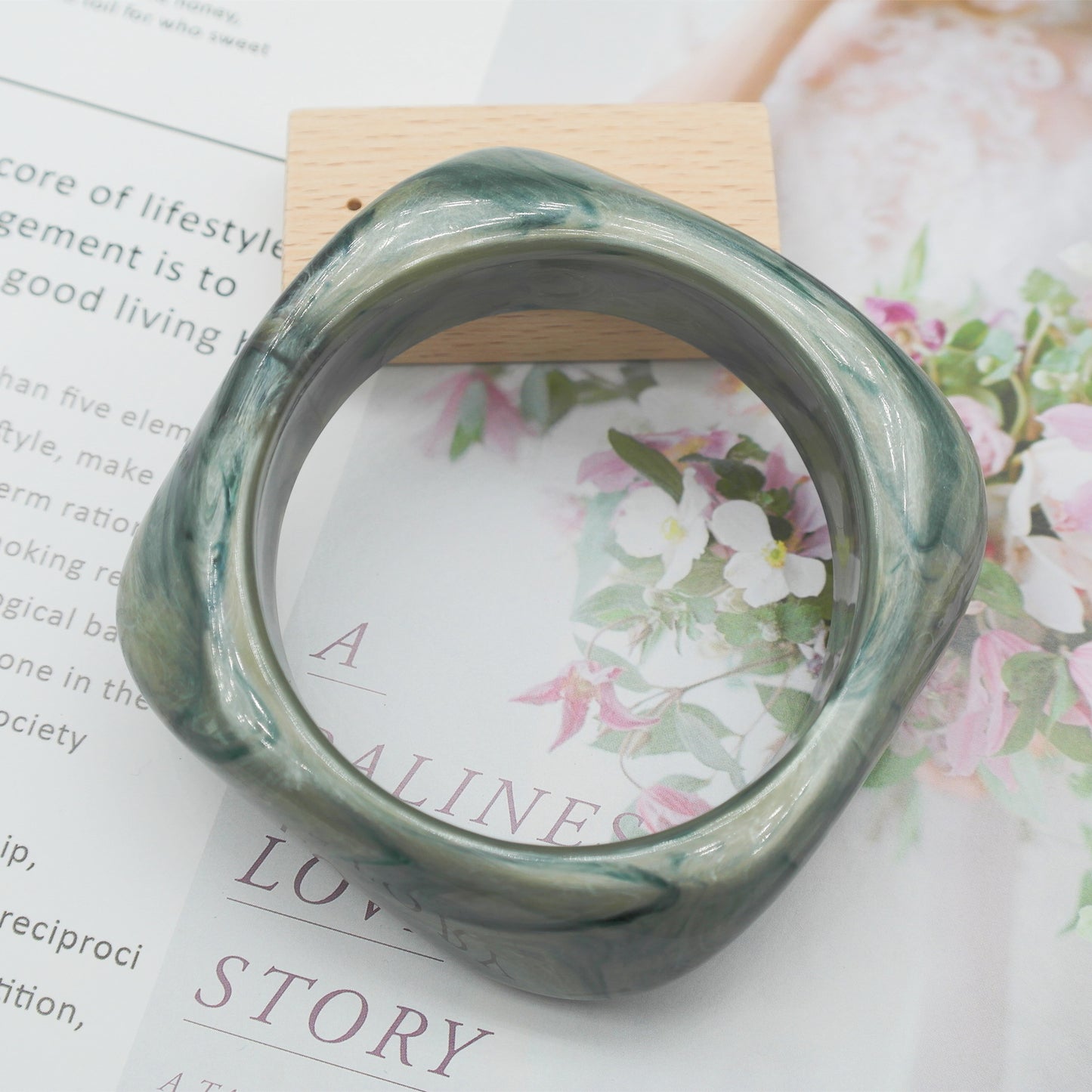 Marbling Acrylic Bracelet Shaped Irregular Square