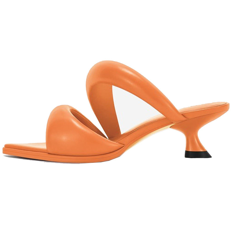 European And American Pointed Soft Leather Kitten Heel Single Sole