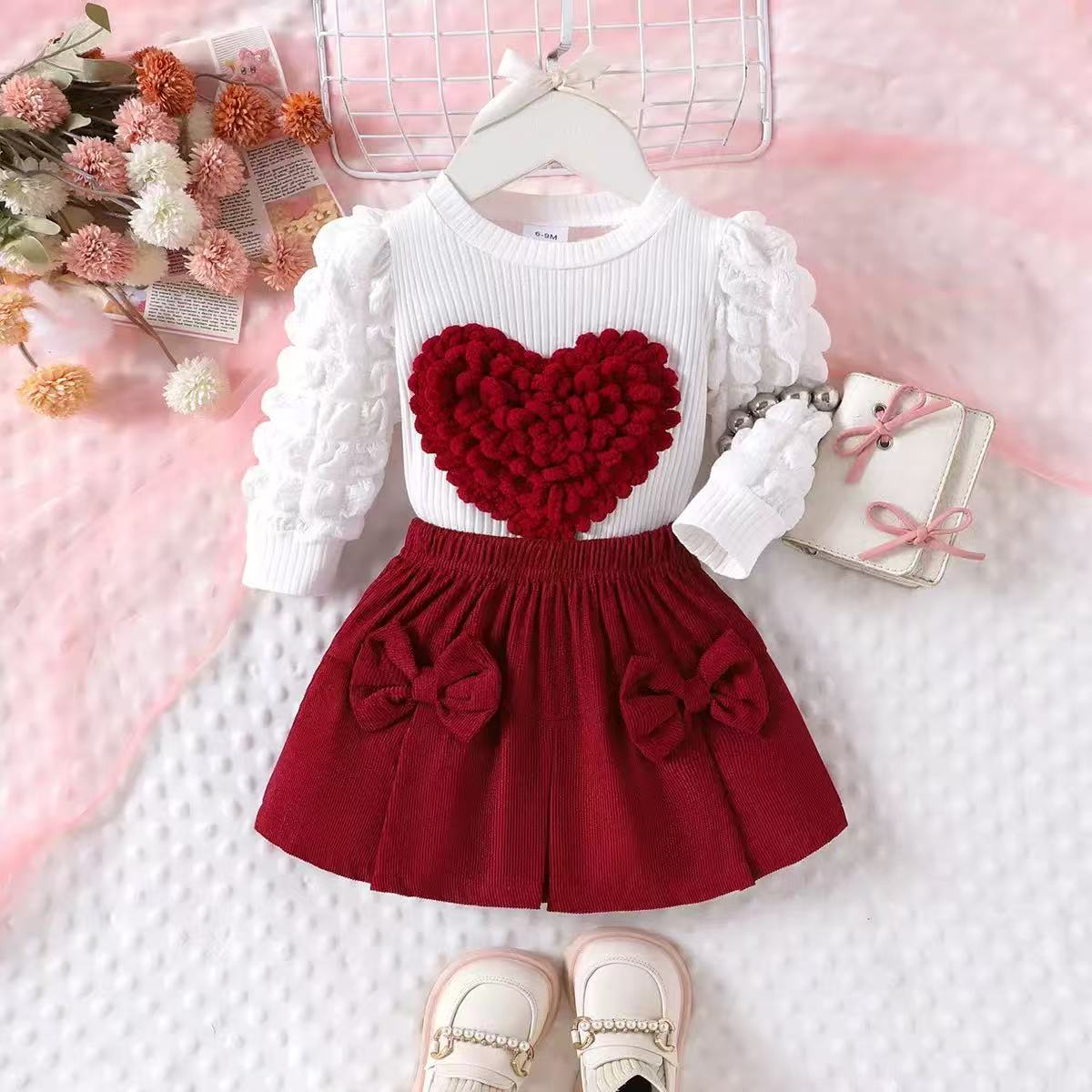 Jacket Rose Red Bow Skirt Cover