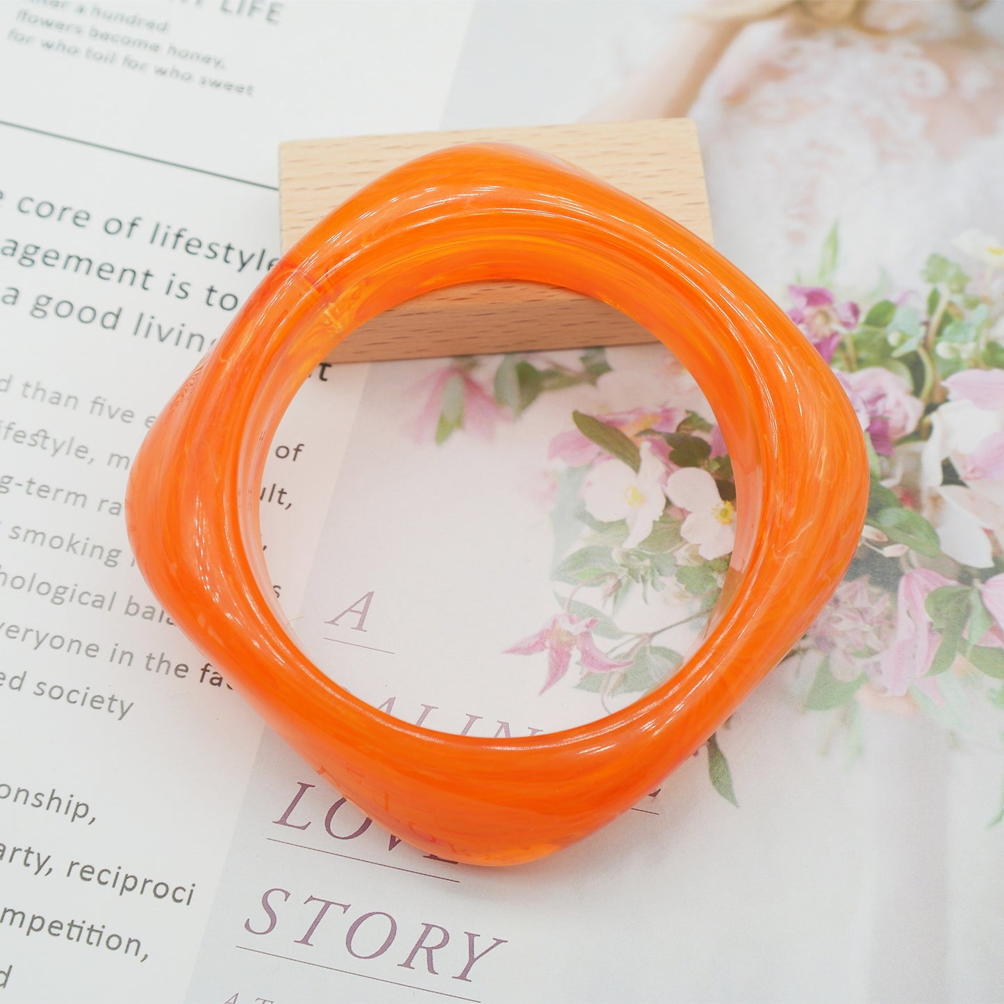 Marbling Acrylic Bracelet Shaped Irregular Square
