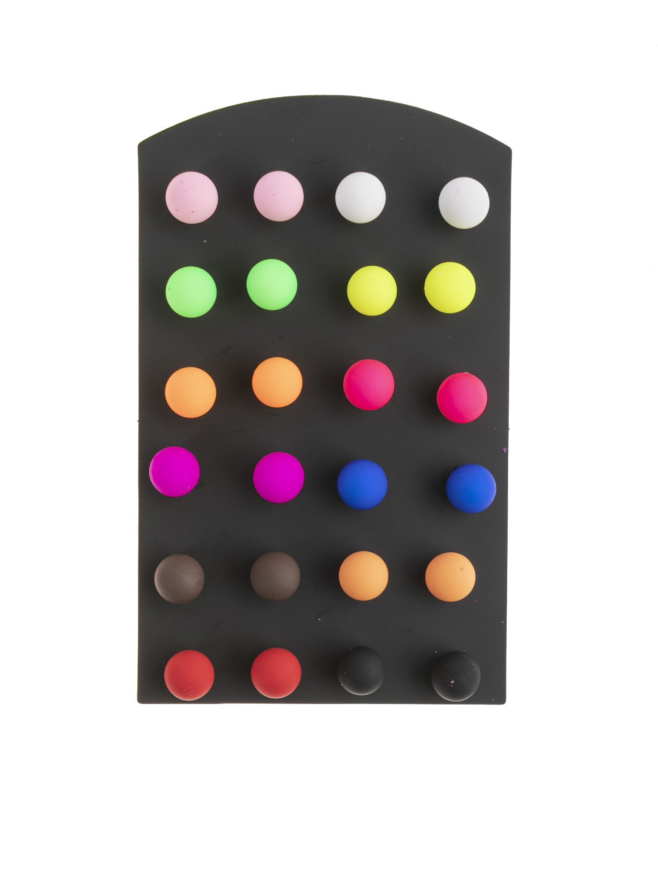 Popular Round Colorful Creative Resin Stud Earrings 12 Pairs Per Card