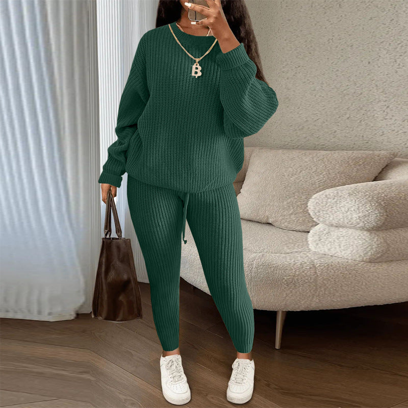 Women's Fashionable Knitted Wool Trousers Suit
