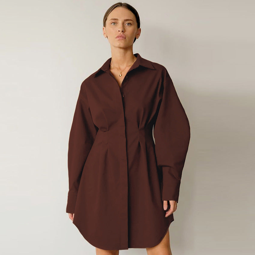 Long Sleeved Slim Dress With Waisted Temperament