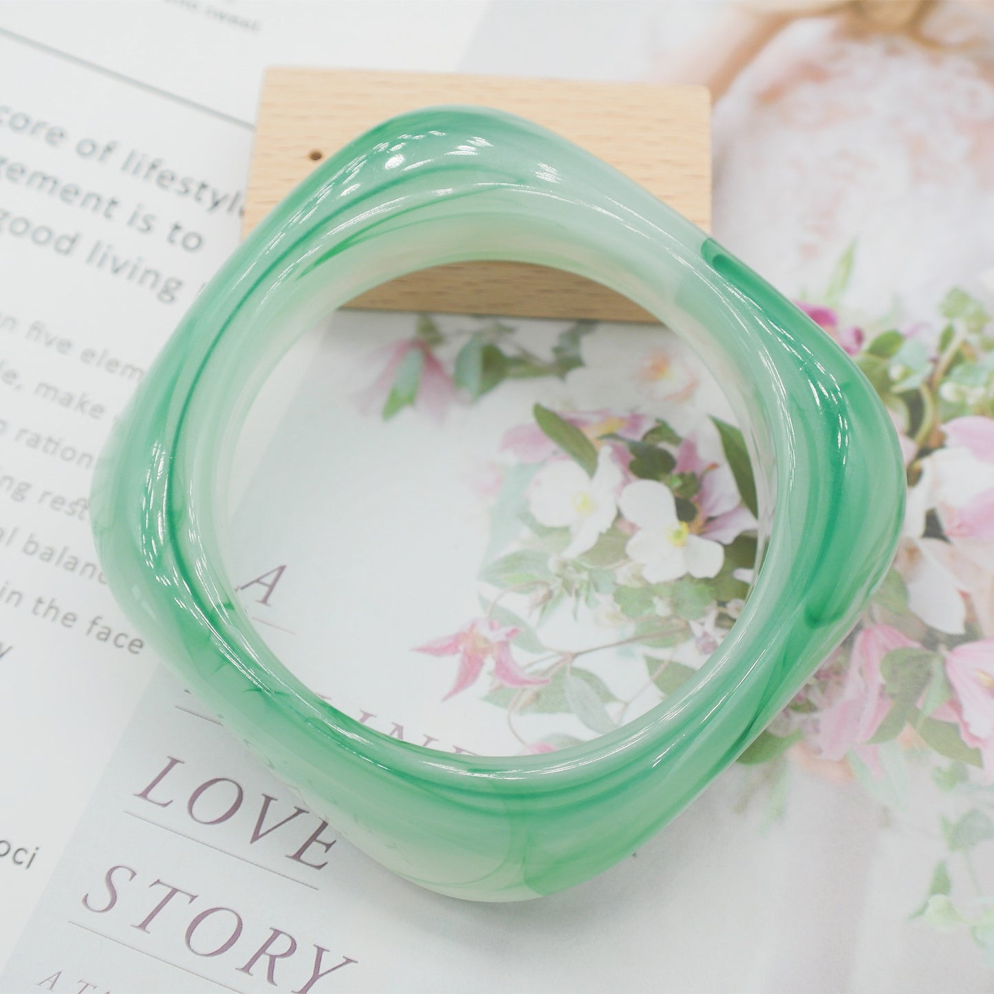 Marbling Acrylic Bracelet Shaped Irregular Square