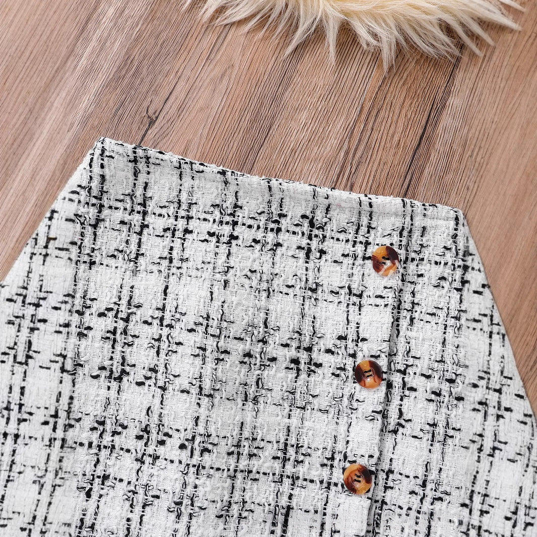 Long-sleeve Knitted Asymmetrical Skirt