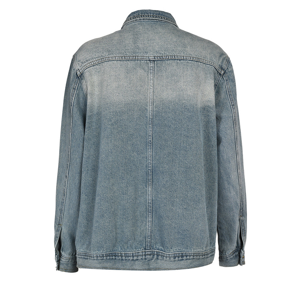 Women's Loose Korean-style Irregular Wash Denim Coat