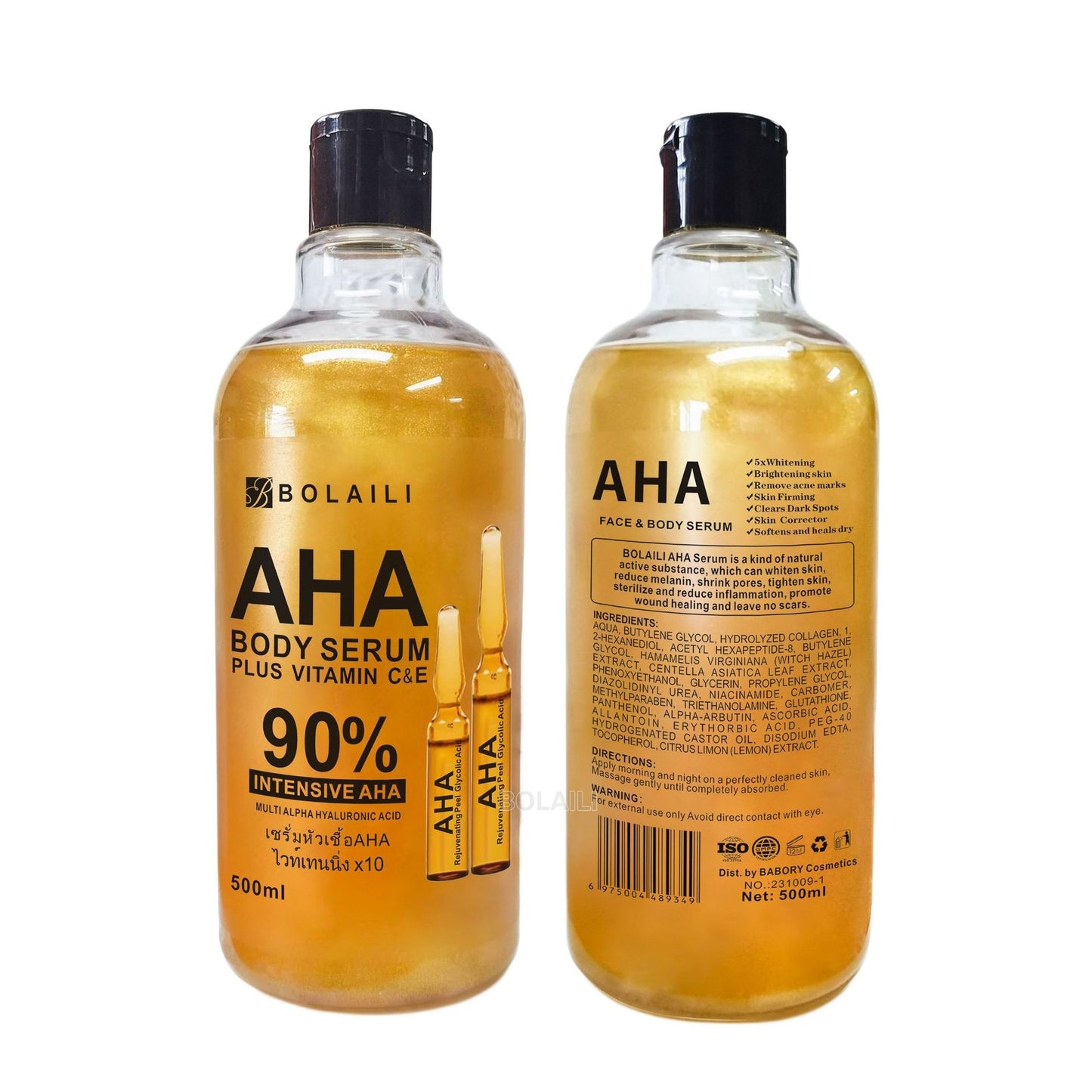 ALPHA Hydroxy Acids Face Serum Vitamin C and E Hydrating Firming Brightening And Fine Line Reducing Facial Moisturizing Serum Concentrate 500ml