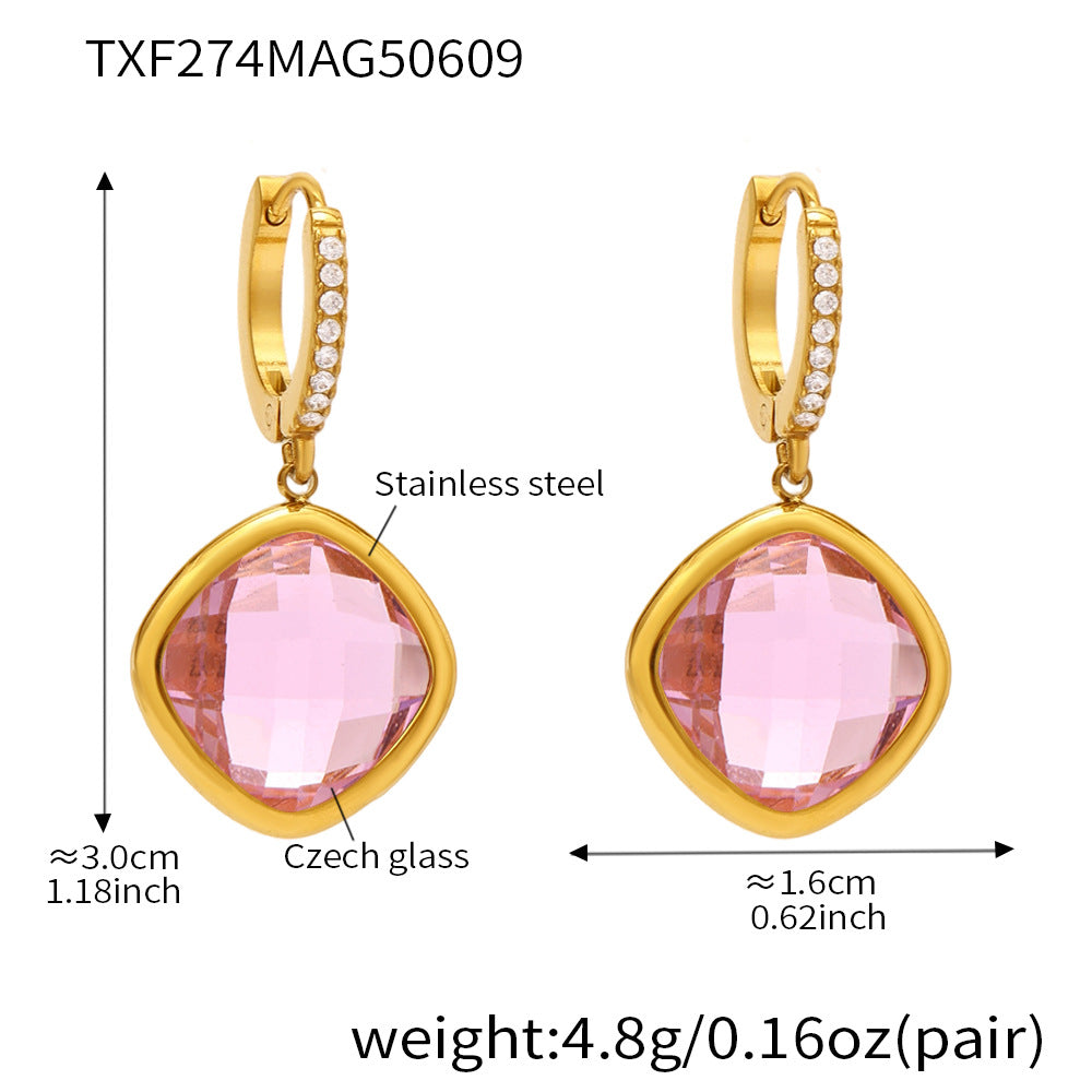 Mioli Transparent Super Shiny Cut Czech Glass Full Diamond Earrings