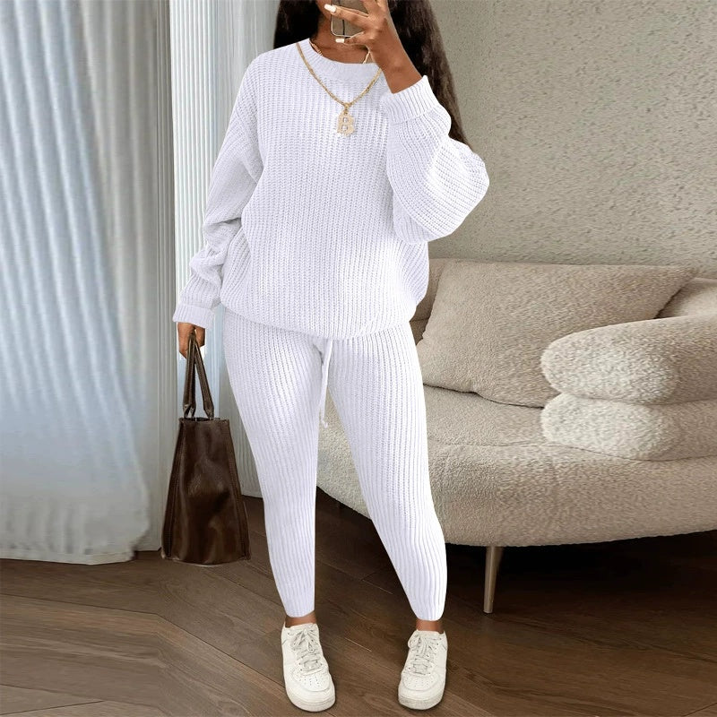 Women's Fashionable Knitted Wool Trousers Suit