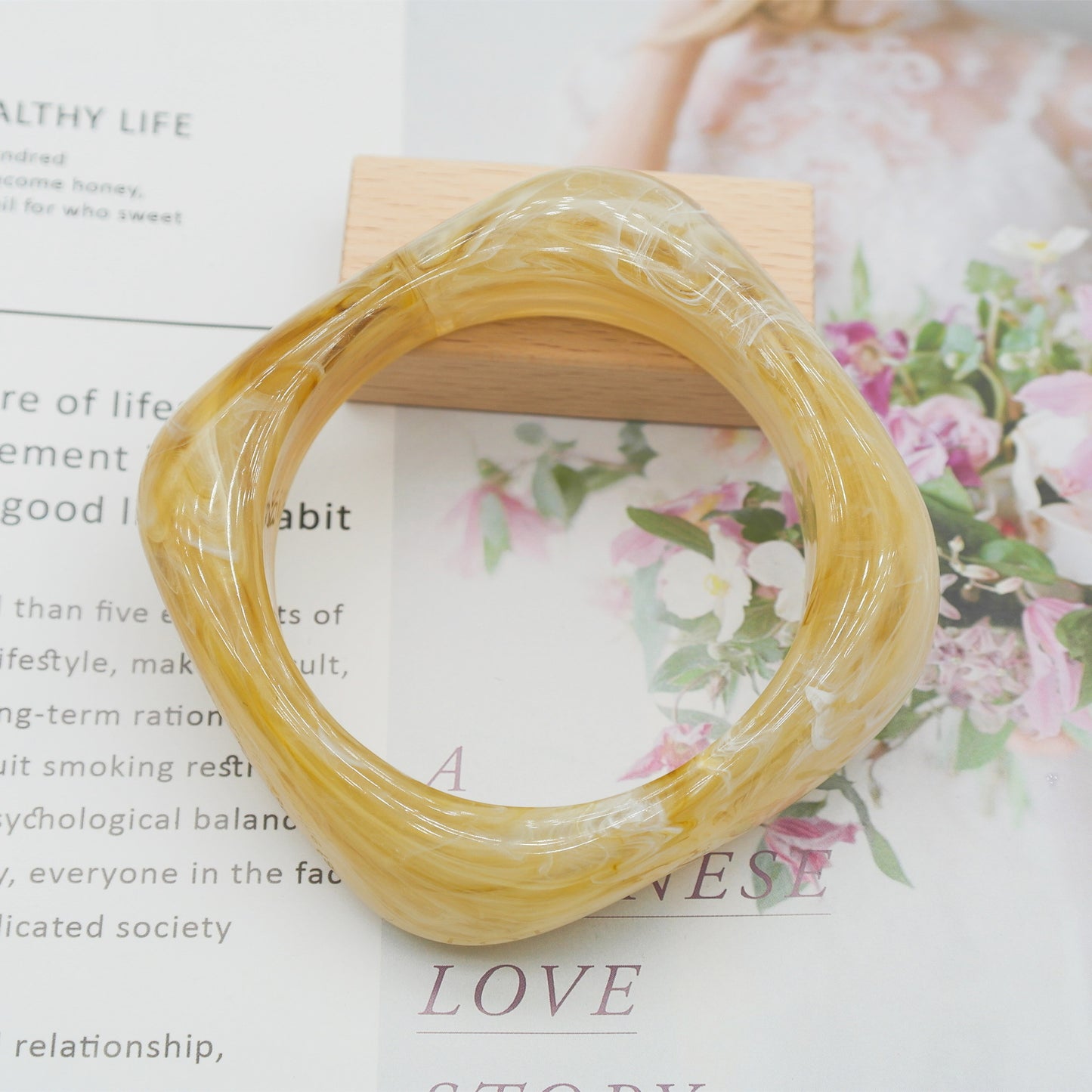 Marbling Acrylic Bracelet Shaped Irregular Square