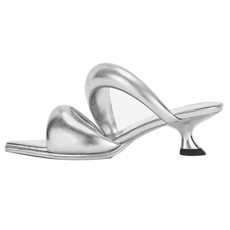 European And American Pointed Soft Leather Kitten Heel Single Sole