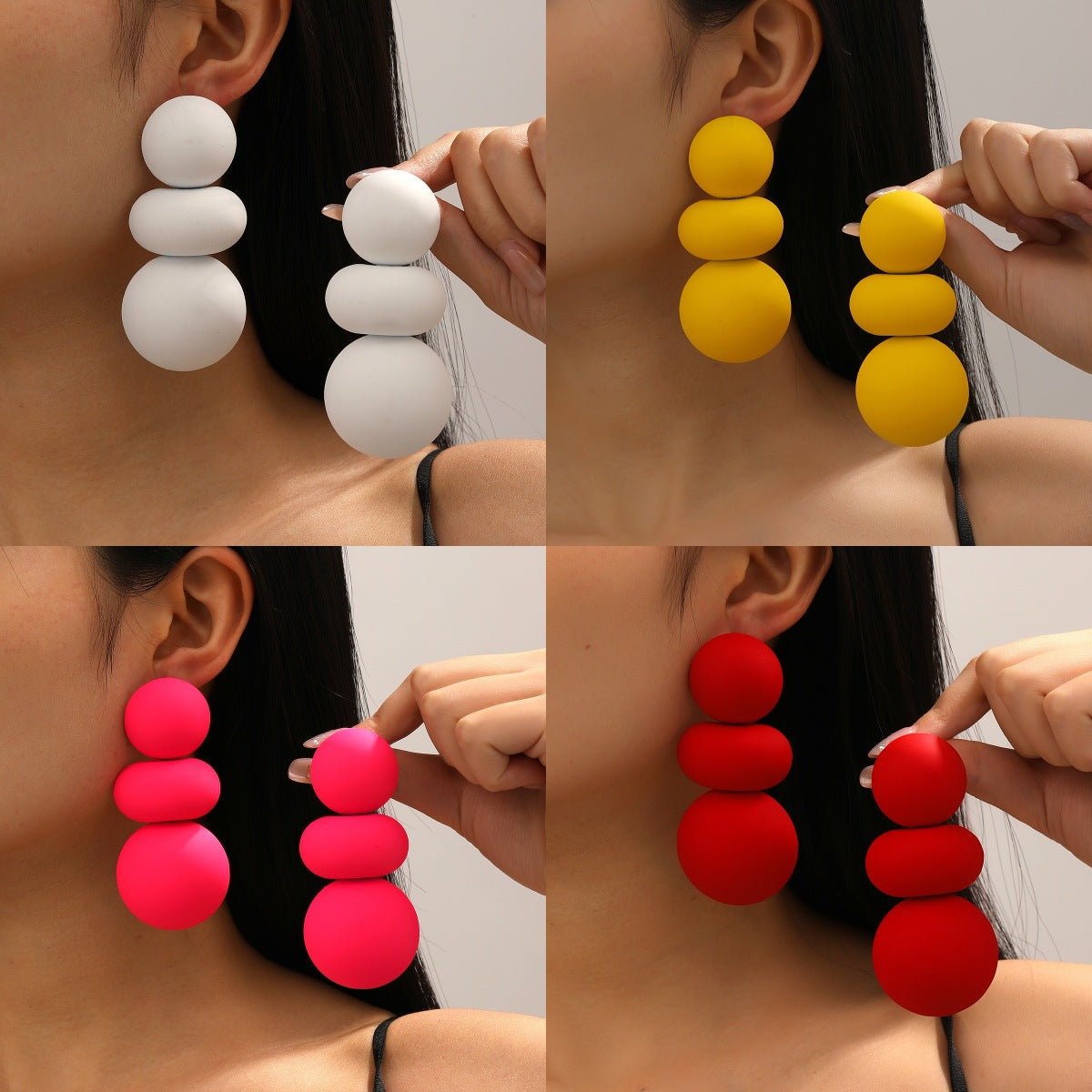 Colored Spray-painted Round Bun Earrings