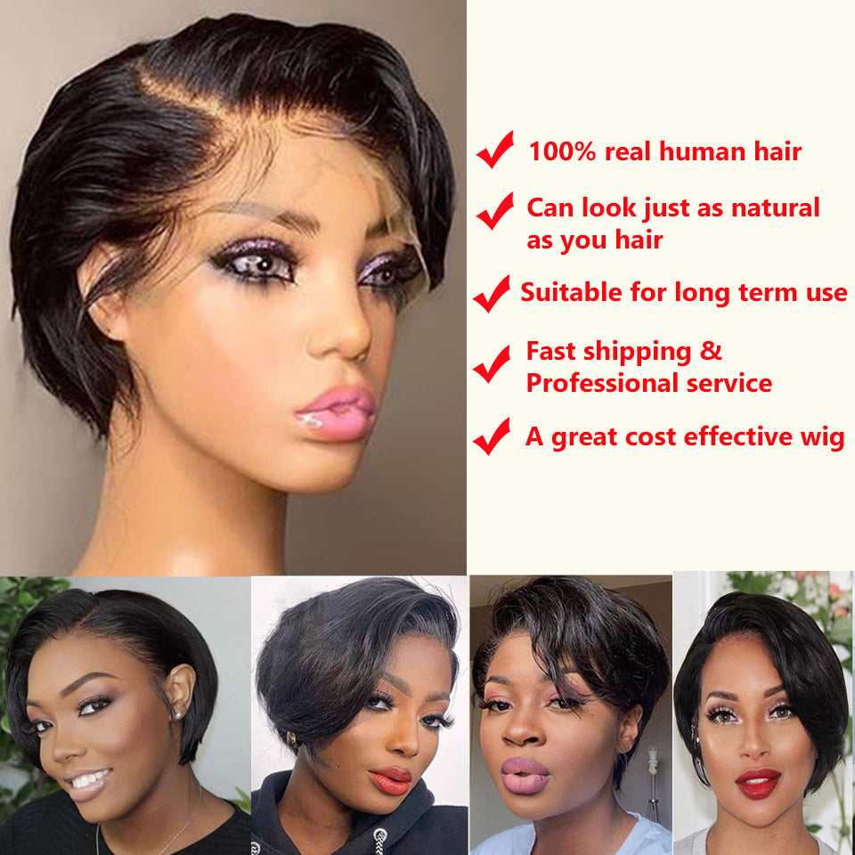 Fashion Pixie Cut Wig Lace Human Hair