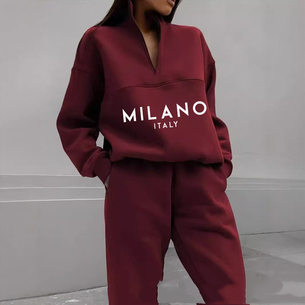 Women's Fashion Printed Hoodie Suit