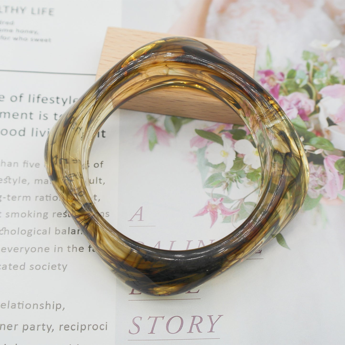 Marbling Acrylic Bracelet Shaped Irregular Square