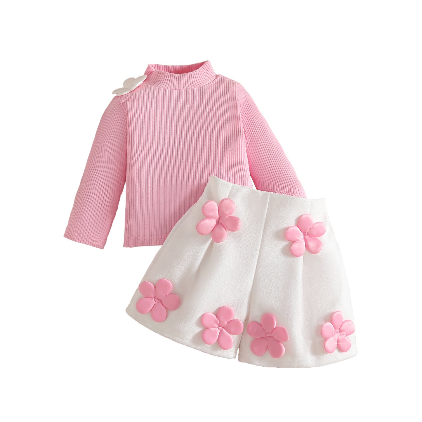 Tops Woolen Fabrics Applique Shorts Set