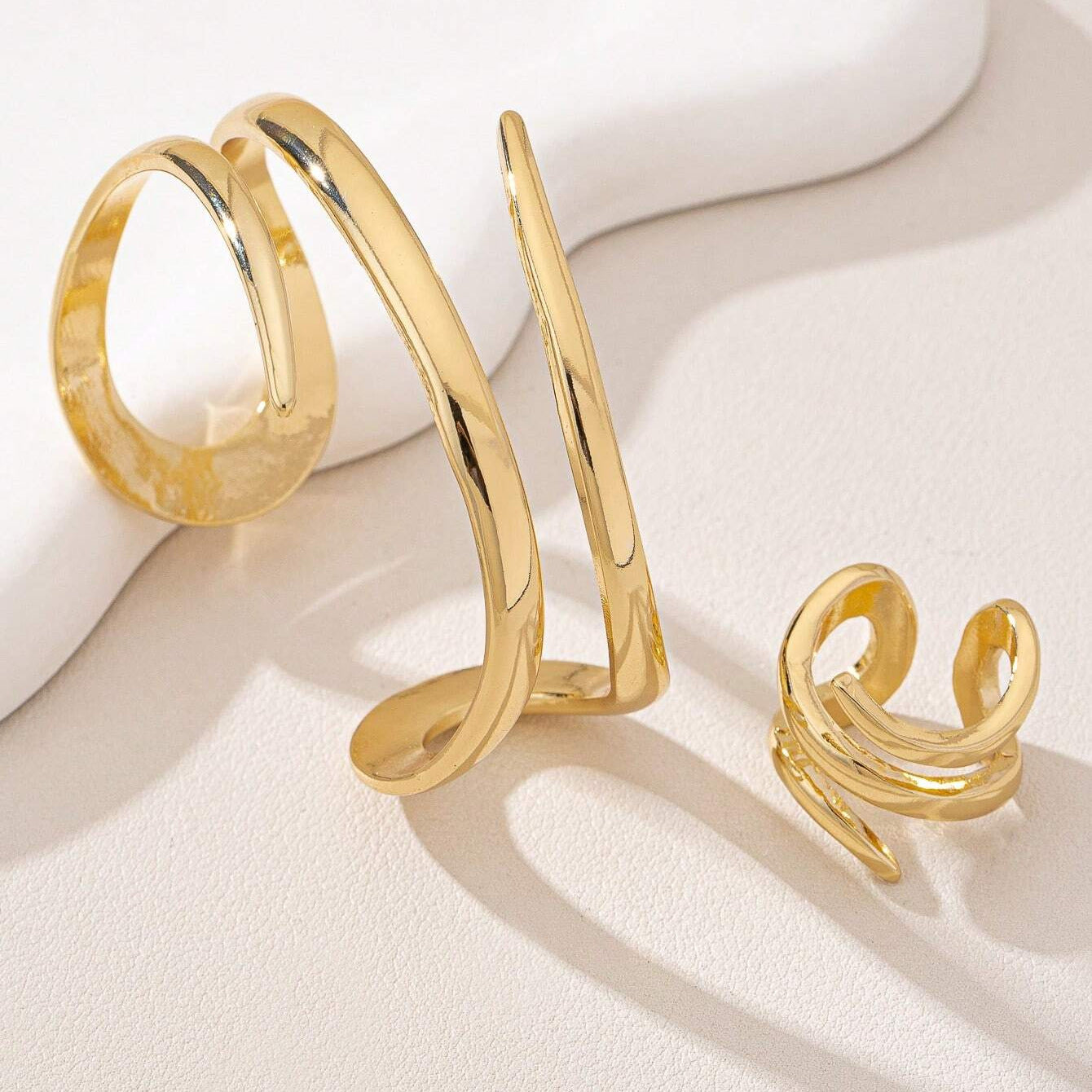 Hollow Water Drops Line Open Ring Fashion Simple