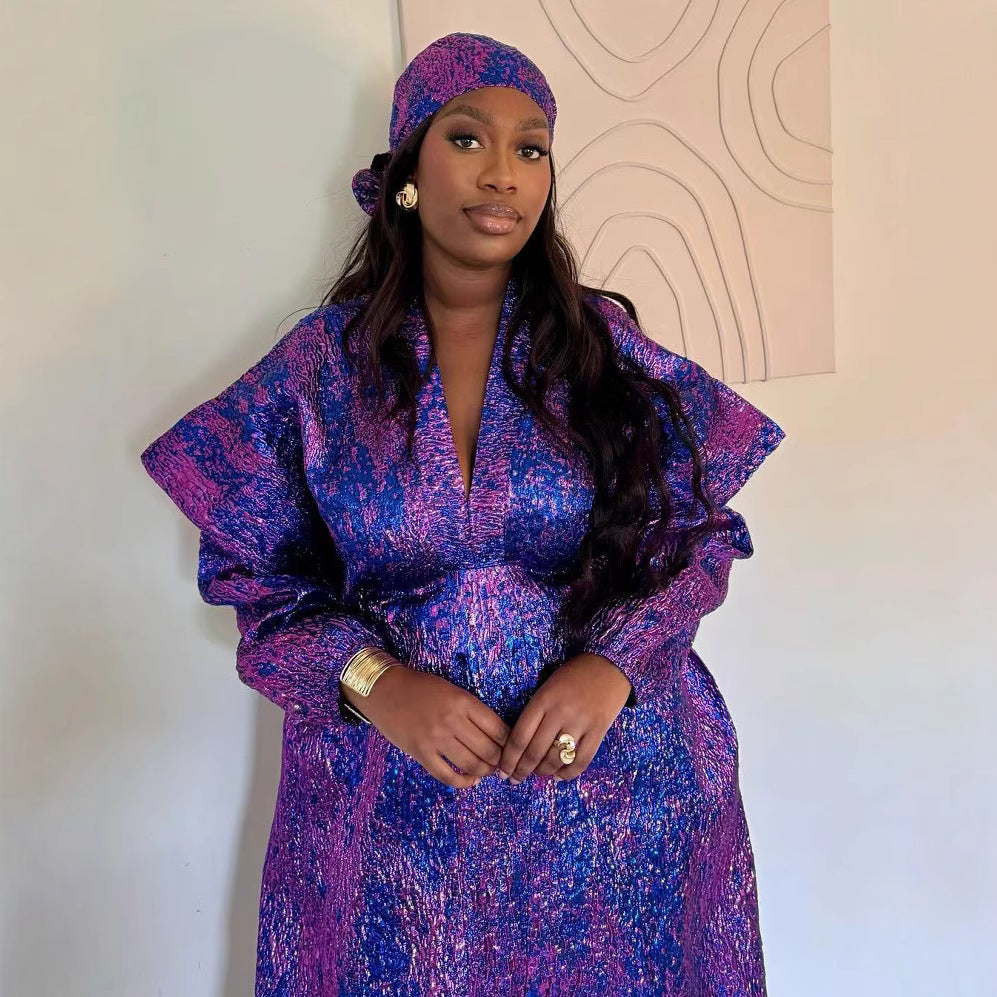Muslim Figured Cloth Loose Long Robe Women's Clothing Plus Size Dress