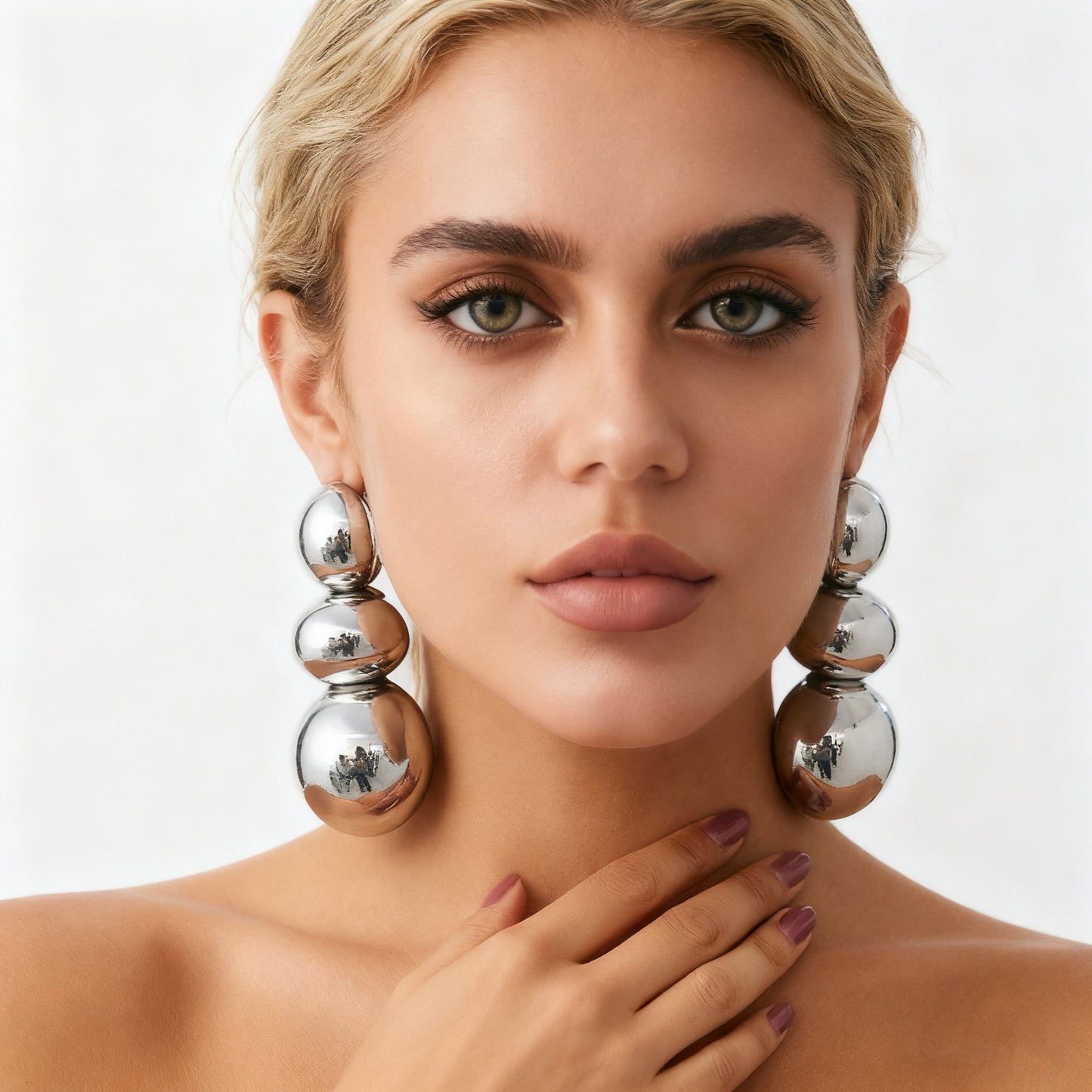 Colored Spray-painted Round Bun Earrings