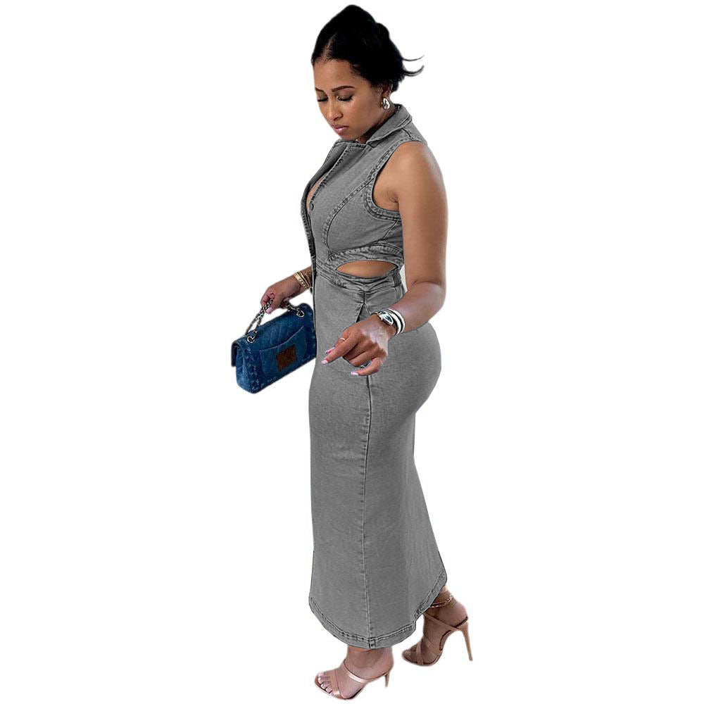 Women's Solid Color Neck Stretch Casual Dress