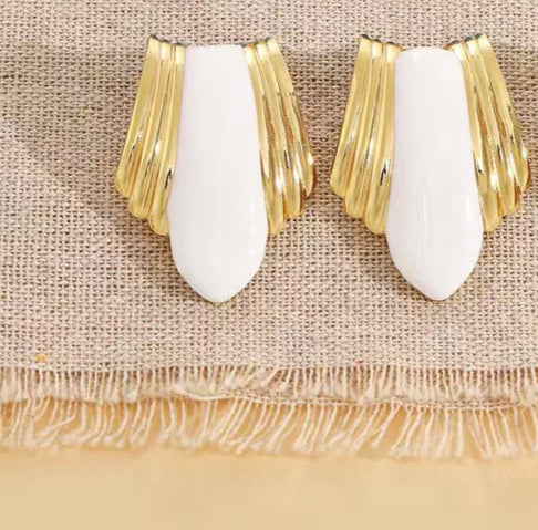 Retro Stainless Steel 18K Gold-Plated Earrings For Women