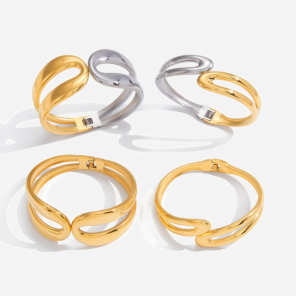 Stainless Steel Double-layer Spring Open Bracelet