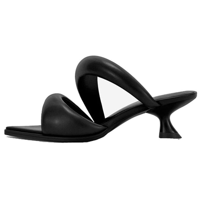European And American Pointed Soft Leather Kitten Heel Single Sole