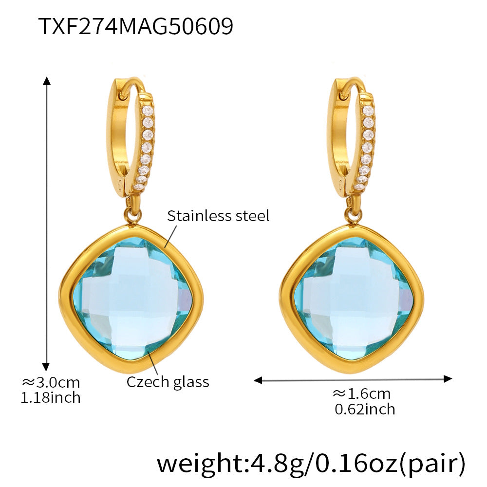 Mioli Transparent Super Shiny Cut Czech Glass Full Diamond Earrings