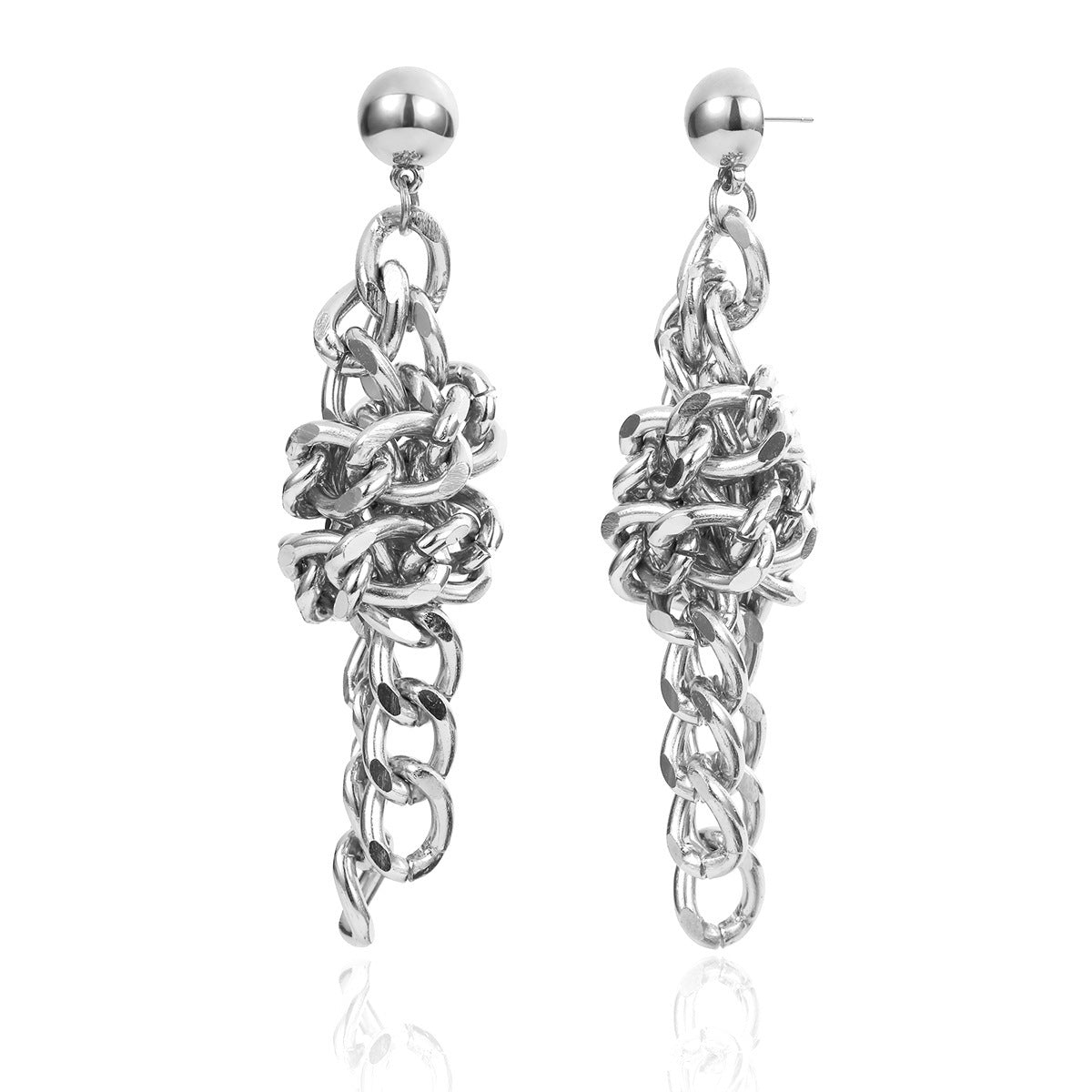 Personality Geometric Fashion Metal Earrings Women Exaggerated Punk Simple Knotted Chain Earrings