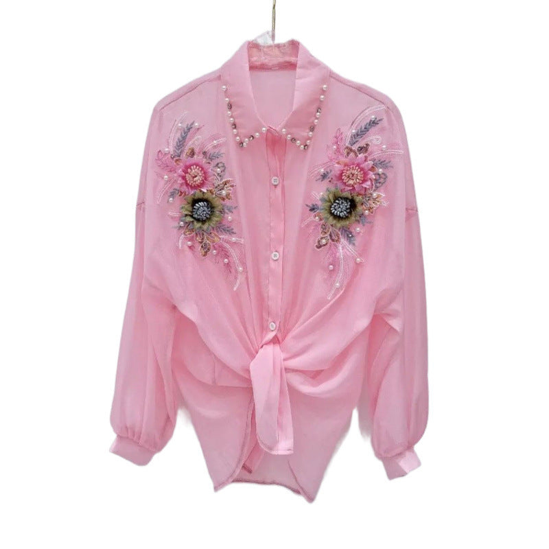 Heavy-duty 3D Floral Loose-fitting Top For Women