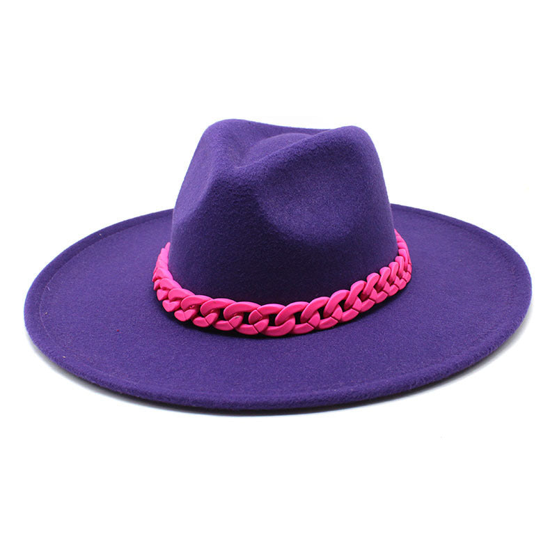 Men's And Women's Large Brim Wool Top Hat