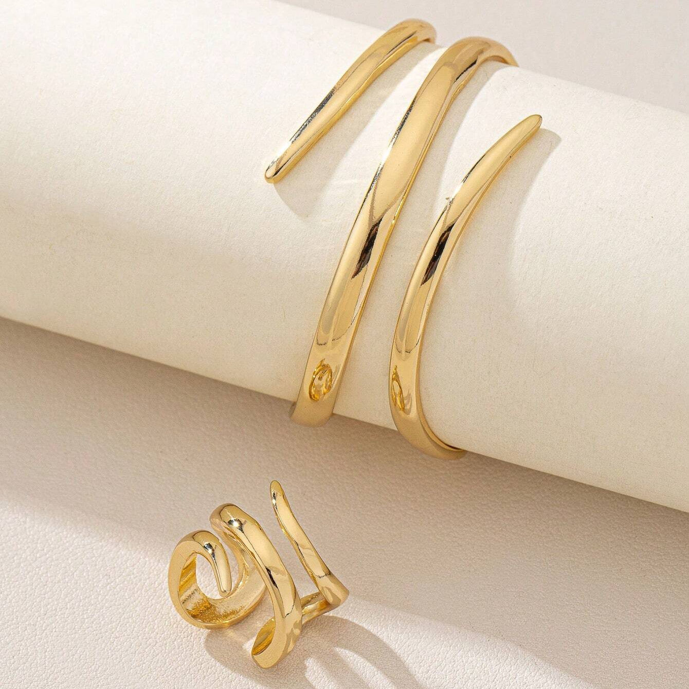 Hollow Water Drops Line Open Ring Fashion Simple
