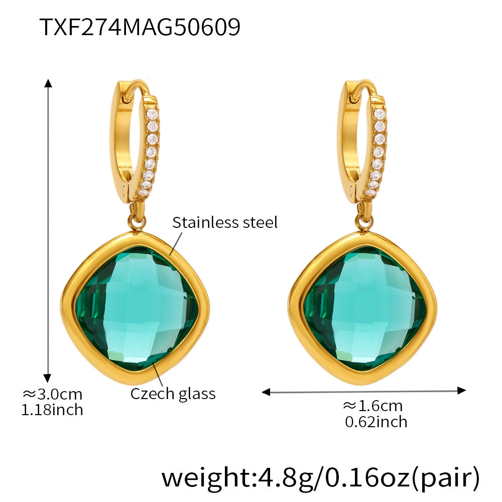 Mioli Transparent Super Shiny Cut Czech Glass Full Diamond Earrings