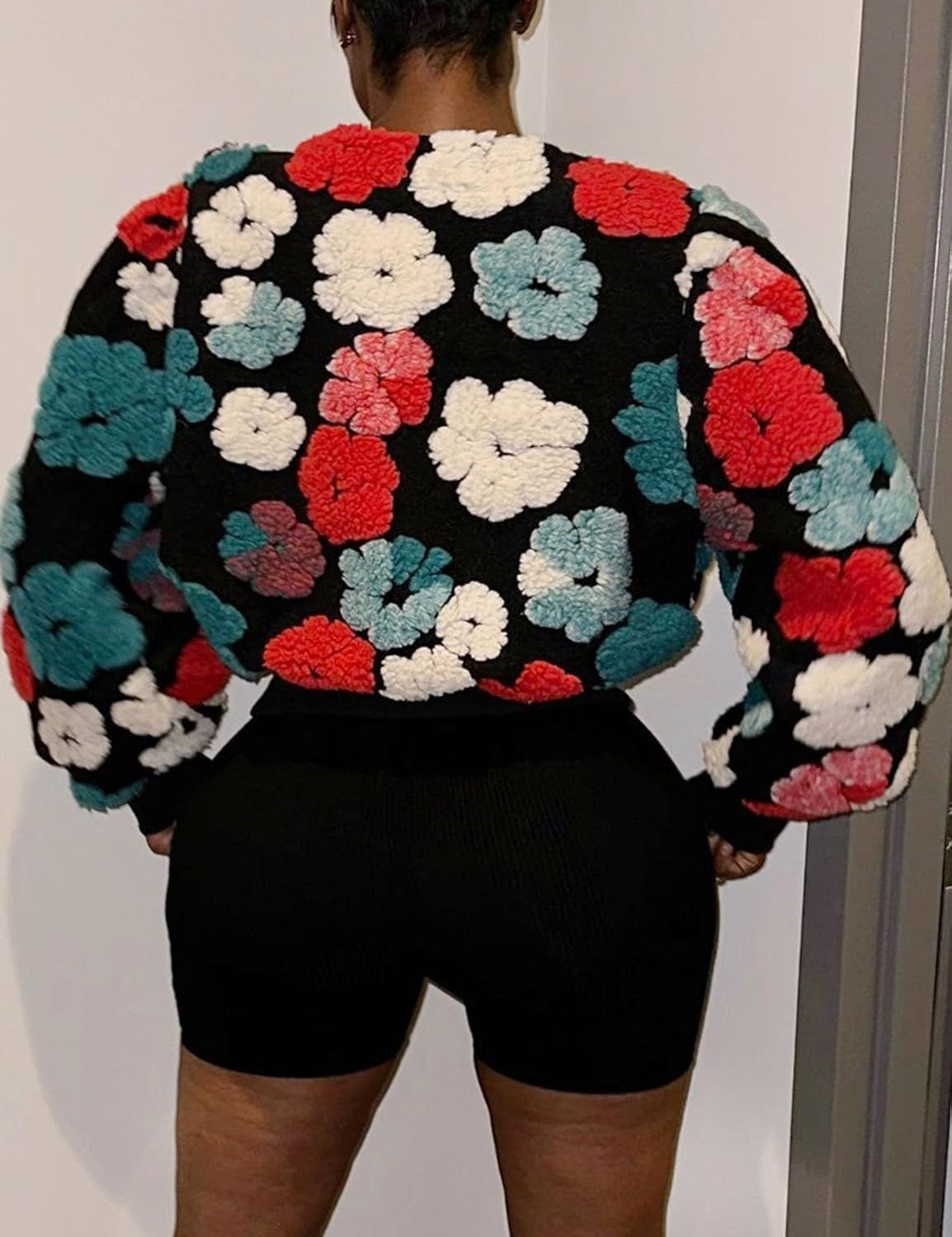 Womens Stylish Casual Jacquard Plush Jacket