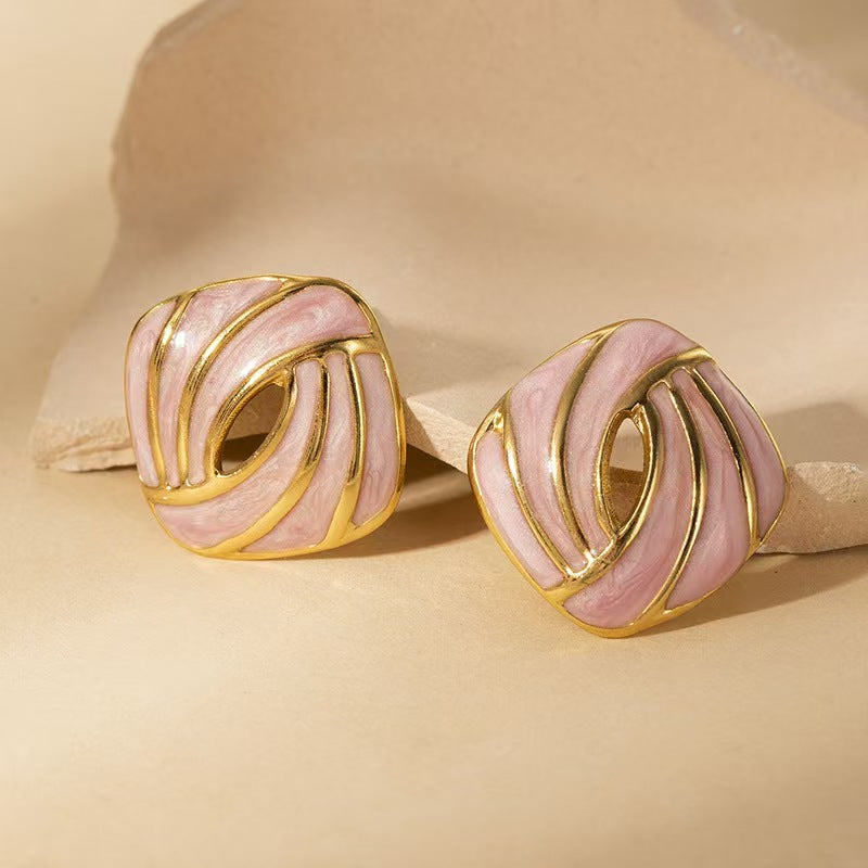 Creative Colorful Dripping-Oil Titanium Steel Earrings